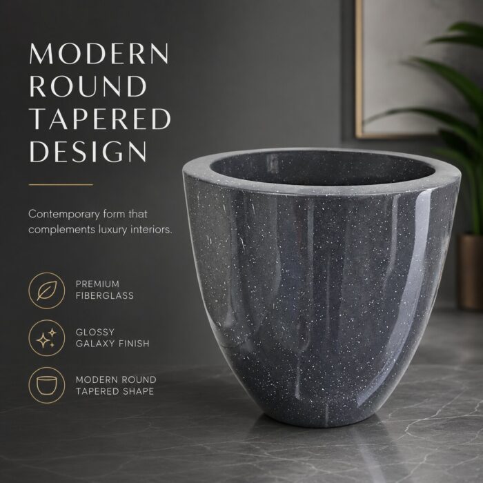 Premium Grey Speckled Fiberglass Planter Pot Luxury Galaxy Finish FRP Flower Pot for Indoor & Outdoor Decor (4) Premium Grey Speckled Fiberglass Planter Pot Luxury Galaxy Finish FRP Flower Pot for Indoor & Outdoor Decor (4)