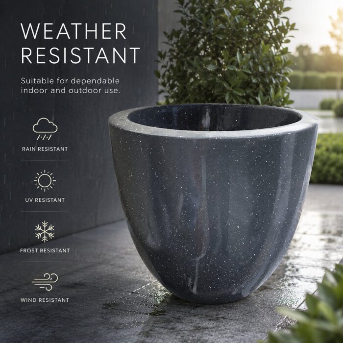 Premium Grey Speckled Fiberglass Planter Pot Luxury Galaxy Finish FRP Flower Pot for Indoor & Outdoor Decor (8) Premium Grey Speckled Fiberglass Planter Pot Luxury Galaxy Finish FRP Flower Pot for Indoor & Outdoor Decor (8)