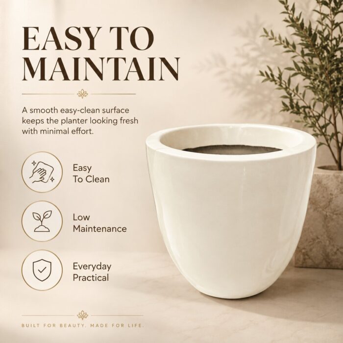 Premium Ivory White Fiberglass Planter Pot Modern Egg Shape FRP Flower Pot for Indoor & Outdoor Decor (1) Premium Ivory White Fiberglass Planter Pot Modern Egg Shape FRP Flower Pot for Indoor & Outdoor Decor (1)