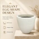 Premium Ivory White Fiberglass Planter Pot Modern Egg Shape FRP Flower Pot for Indoor & Outdoor Decor (3)