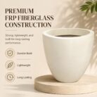 Premium Ivory White Fiberglass Planter Pot Modern Egg Shape FRP Flower Pot for Indoor & Outdoor Decor (6)