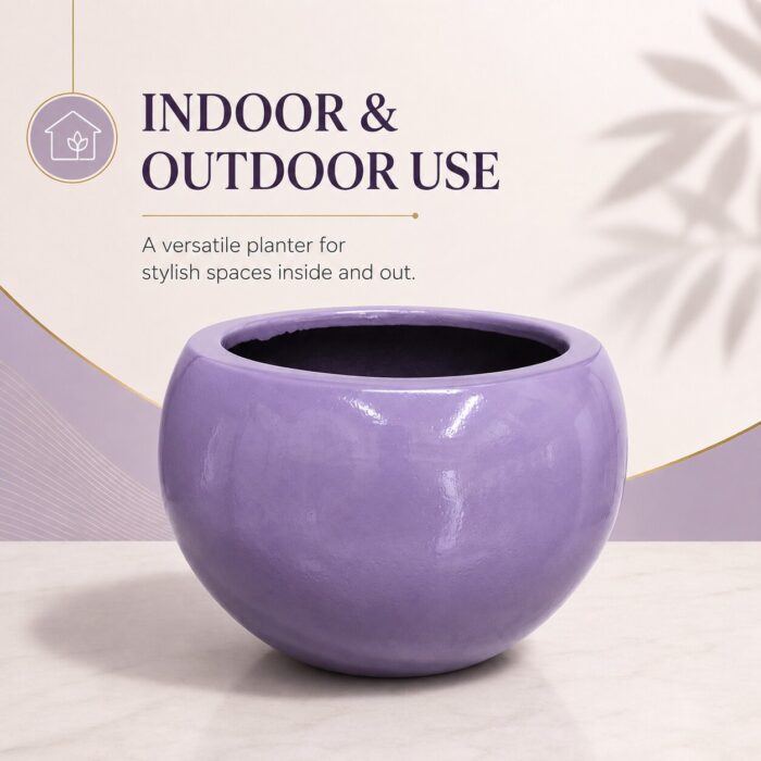 Premium Lavender Purple Fiberglass Planter Pot Luxury Glossy FRP Flower Pot for Indoor & Outdoor Decor (12)