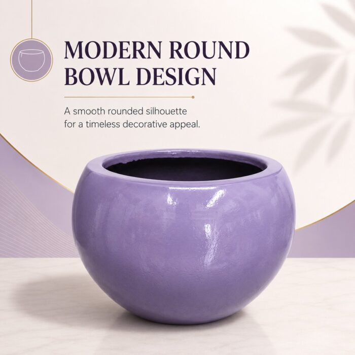 Premium Lavender Purple Fiberglass Planter Pot Luxury Glossy FRP Flower Pot for Indoor & Outdoor Decor (2)