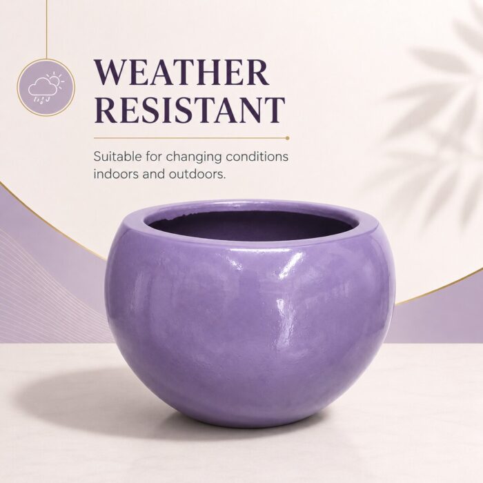 Premium Lavender Purple Fiberglass Planter Pot Luxury Glossy FRP Flower Pot for Indoor & Outdoor Decor (3)
