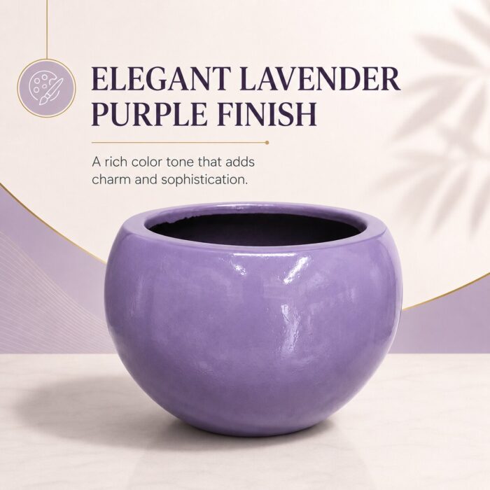 Premium Lavender Purple Fiberglass Planter Pot Luxury Glossy FRP Flower Pot for Indoor & Outdoor Decor (4)