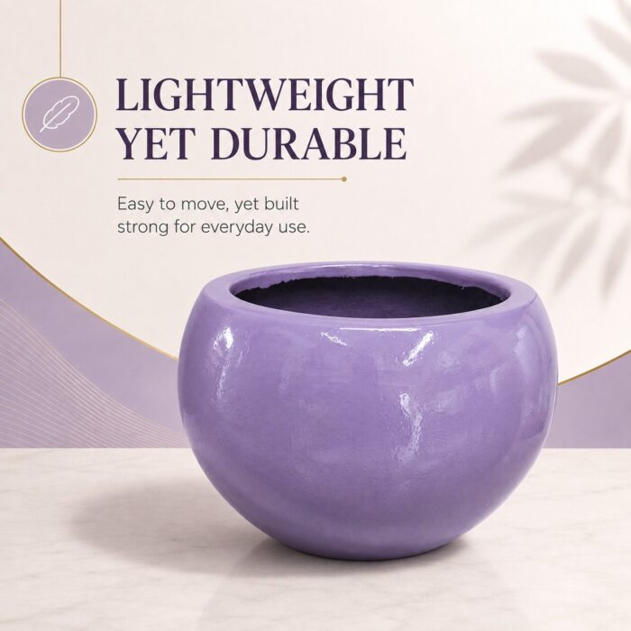 Premium Lavender Purple Fiberglass Planter Pot Luxury Glossy FRP Flower Pot for Indoor & Outdoor Decor (5)