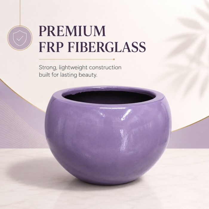 Premium Lavender Purple Fiberglass Planter Pot Luxury Glossy FRP Flower Pot for Indoor & Outdoor Decor (8)