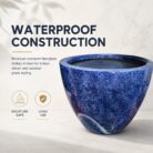 Premium Marble Blue Fiberglass Planter Pot Luxury Textured FRP Flower Pot for Indoor & Outdoo (7)