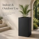 Premium Matte Black Square Fiberglass Planter Modern Tall FRP Planter Pot for Indoor & Outdoor Decor (1)
