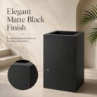 Premium Matte Black Square Fiberglass Planter Modern Tall FRP Planter Pot for Indoor & Outdoor Decor (2)