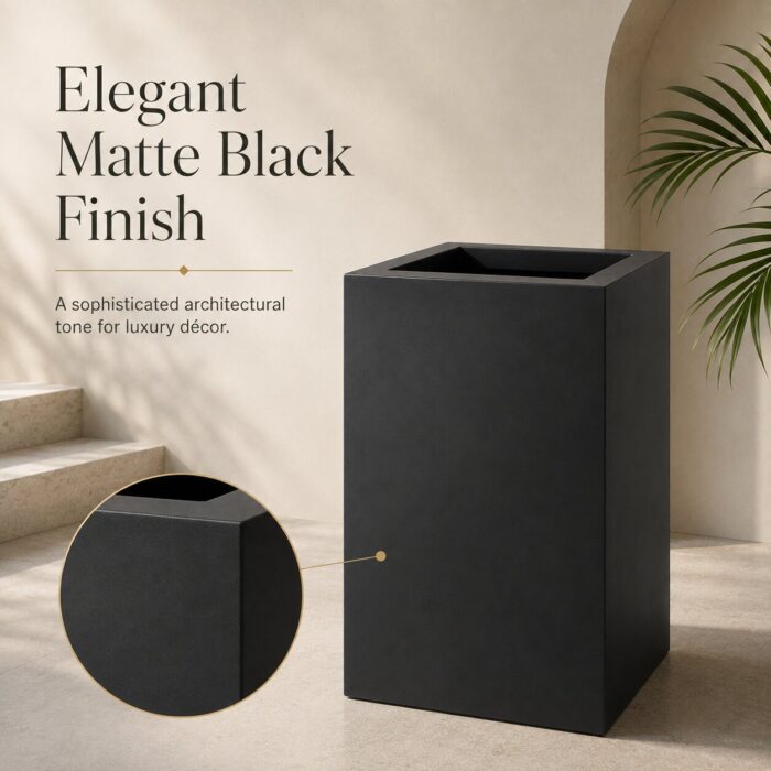 Premium Matte Black Square Fiberglass Planter Modern Tall FRP Planter Pot for Indoor & Outdoor Decor (2) Premium Matte Black Square Fiberglass Planter Modern Tall FRP Planter Pot for Indoor & Outdoor Decor (2)