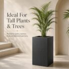 Premium Matte Black Square Fiberglass Planter Modern Tall FRP Planter Pot for Indoor & Outdoor Decor (7)