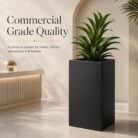Premium Matte Black Square Fiberglass Planter Modern Tall FRP Planter Pot for Indoor & Outdoor Decor (9)