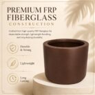 Premium Matte Brown Fiberglass Planter Pot Modern Coffee Brown FRP Cylinder Planter (10)