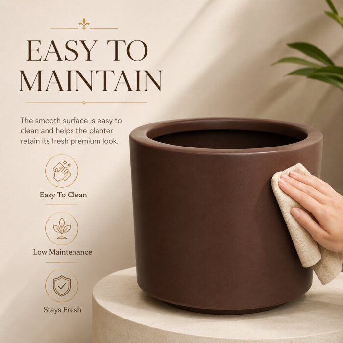 Premium Matte Brown Fiberglass Planter Pot Modern Coffee Brown FRP Cylinder Planter (3) Premium Matte Brown Fiberglass Planter Pot Modern Coffee Brown FRP Cylinder Planter (3)