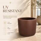 Premium Matte Brown Fiberglass Planter Pot Modern Coffee Brown FRP Cylinder Planter (4)