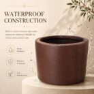 Premium Matte Brown Fiberglass Planter Pot Modern Coffee Brown FRP Cylinder Planter (6)