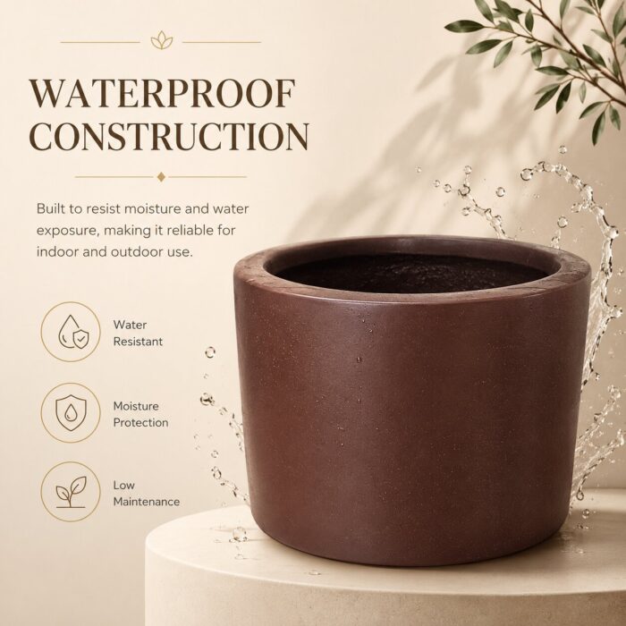 Premium Matte Brown Fiberglass Planter Pot Modern Coffee Brown FRP Cylinder Planter (6) Premium Matte Brown Fiberglass Planter Pot Modern Coffee Brown FRP Cylinder Planter (6)
