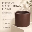 Premium Matte Brown Fiberglass Planter Pot Modern Coffee Brown FRP Cylinder Planter (7)