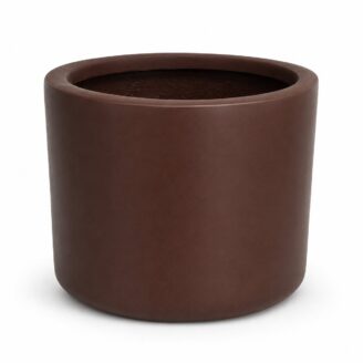 Premium Matte Brown Fiberglass Planter Pot | Modern Coffee Brown FRP Cylinder Planter for Indoor & Outdoor Decor