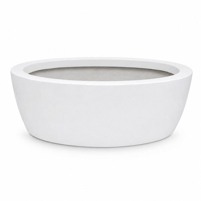 Premium Oval Fiberglass Planter Pot Modern White FRP Trough Planter for Indoor & Outdoor Decor (1)