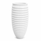 Premium Ribbed White Fiberglass Planter Tall Designer Vase Planter Pot