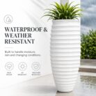Premium Ribbed White Fiberglass Planter Tall Designer Vase Planter Pot (2)