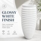 Premium Ribbed White Fiberglass Planter Tall Designer Vase Planter Pot (4)