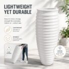 Premium Ribbed White Fiberglass Planter Tall Designer Vase Planter Pot (5)