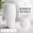 Premium Ribbed White Fiberglass Planter Tall Designer Vase Planter Pot (7)