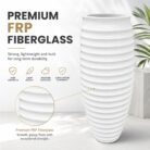 Premium Ribbed White Fiberglass Planter Tall Designer Vase Planter Pot (8)