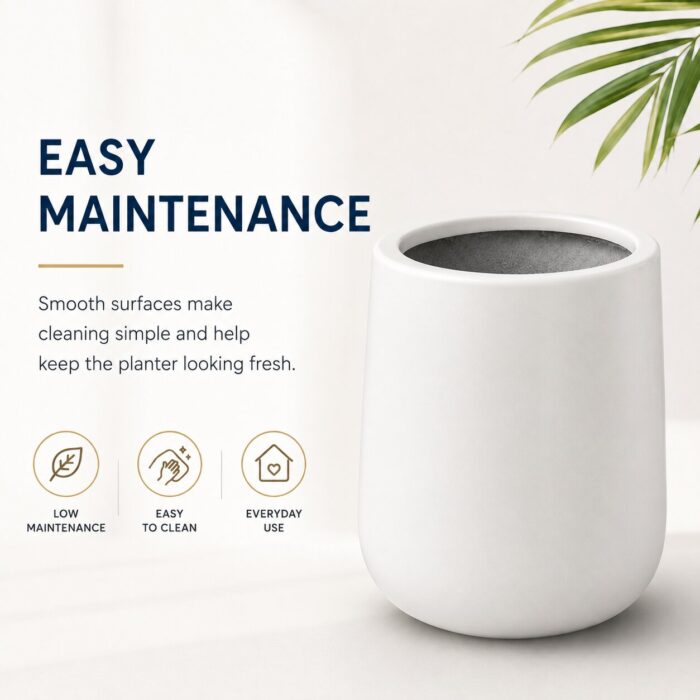 Premium Round White Fiberglass Planter Modern Cylindrical FRP Designer Pot (2) Premium Round White Fiberglass Planter Modern Cylindrical FRP Designer Pot (2)