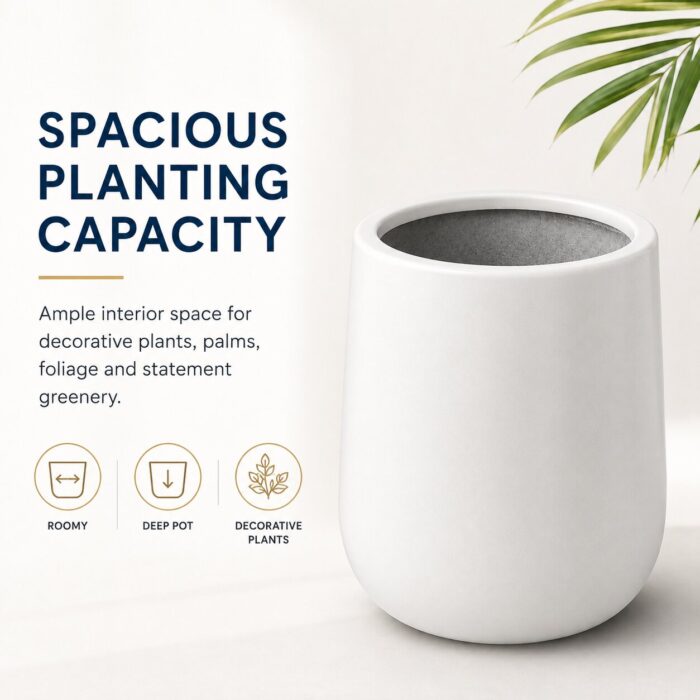 Premium Round White Fiberglass Planter Modern Cylindrical FRP Designer Pot (3) Premium Round White Fiberglass Planter Modern Cylindrical FRP Designer Pot (3)