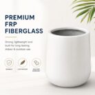 Premium Round White Fiberglass Planter Modern Cylindrical FRP Designer Pot (8)