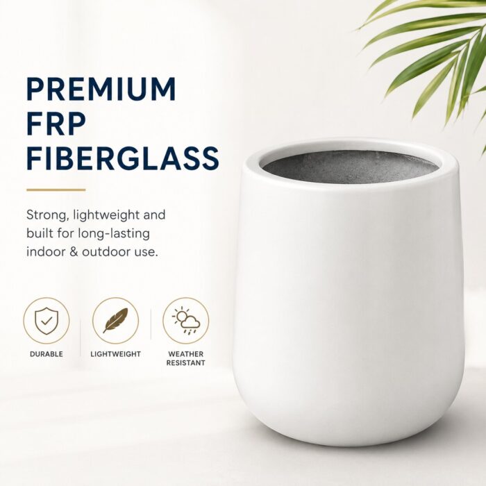 Premium Round White Fiberglass Planter Modern Cylindrical FRP Designer Pot (8) Premium Round White Fiberglass Planter Modern Cylindrical FRP Designer Pot (8)