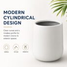 Premium Round White Fiberglass Planter Modern Cylindrical FRP Designer Pot (9)