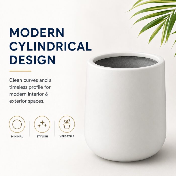 Premium Round White Fiberglass Planter Modern Cylindrical FRP Designer Pot (9) Premium Round White Fiberglass Planter Modern Cylindrical FRP Designer Pot (9)