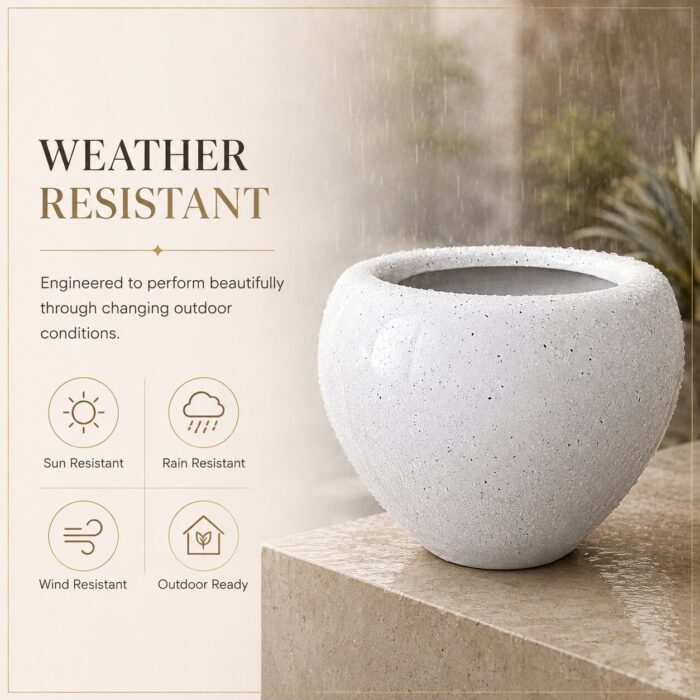 Premium Speckled Fiberglass Planter Pot Designer White Terrazzo Finish FRP Flower (28)
