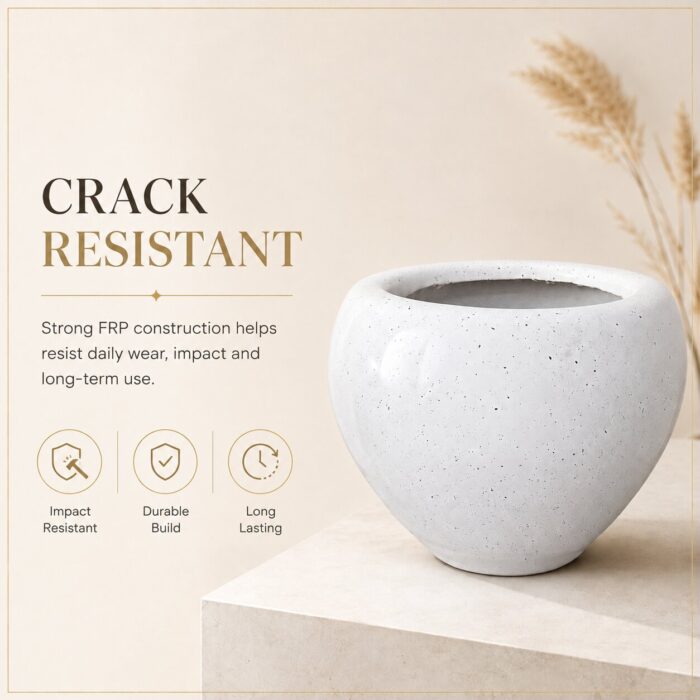 Premium Speckled Fiberglass Planter Pot Designer White Terrazzo Finish FRP Flower (31)