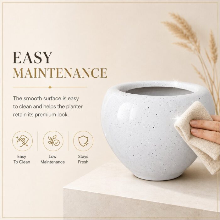 Premium Speckled Fiberglass Planter Pot Designer White Terrazzo Finish FRP Flower (33)