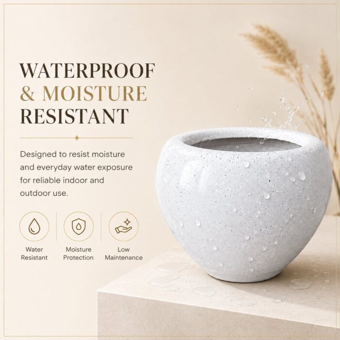 Premium Speckled Fiberglass Planter Pot Designer White Terrazzo Finish FRP Flower (36)