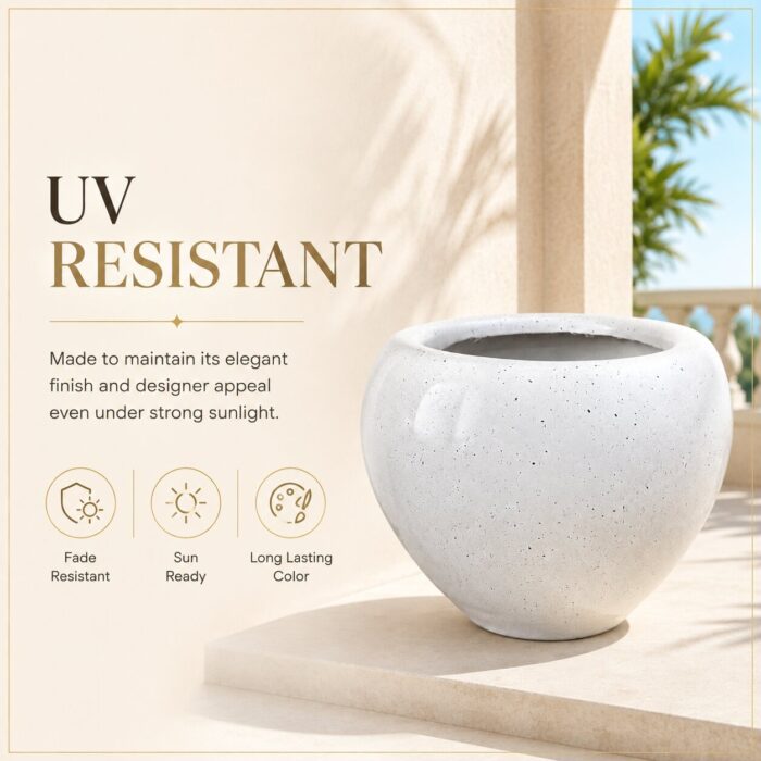 Premium Speckled Fiberglass Planter Pot Designer White Terrazzo Finish FRP Flower (37)
