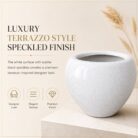 Premium Speckled Fiberglass Planter Pot Designer White Terrazzo Finish FRP Flower (38)
