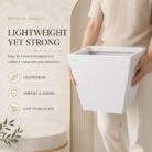 Premium Square Fiberglass Planter Pot Modern White FRP Flower Pot for Indoor & Outdoor Decor (10)