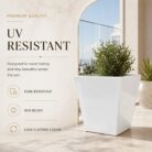 Premium Square Fiberglass Planter Pot Modern White FRP Flower Pot for Indoor & Outdoor Decor (11)