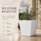 Premium Square Fiberglass Planter Pot Modern White FRP Flower Pot for Indoor & Outdoor Decor (12)