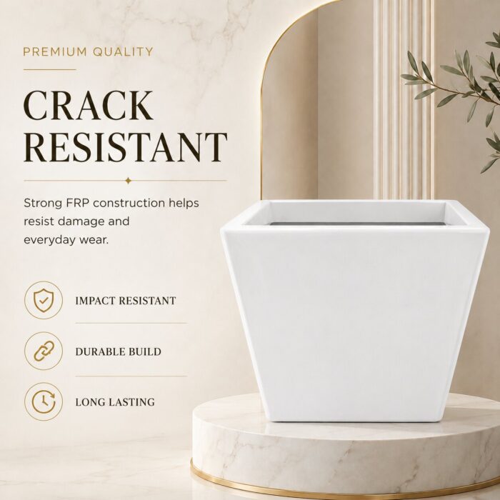 Premium Square Fiberglass Planter Pot Modern White FRP Flower Pot for Indoor & Outdoor Decor (14) Premium Square Fiberglass Planter Pot Modern White FRP Flower Pot for Indoor & Outdoor Decor (14)