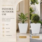 Premium Square Fiberglass Planter Pot Modern White FRP Flower Pot for Indoor & Outdoor Decor (15)