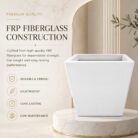 Premium Square Fiberglass Planter Pot Modern White FRP Flower Pot for Indoor & Outdoor Decor (7)