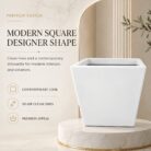 Premium Square Fiberglass Planter Pot Modern White FRP Flower Pot for Indoor & Outdoor Decor (8)